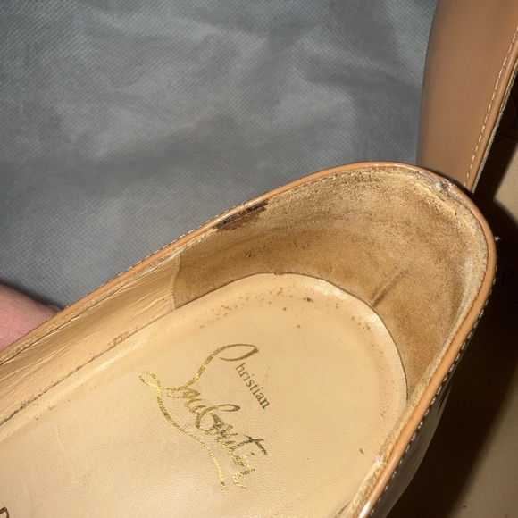 Christian Louboutin Beige Patent Leather Pointed Toe Pumps - Picture 6 of 11